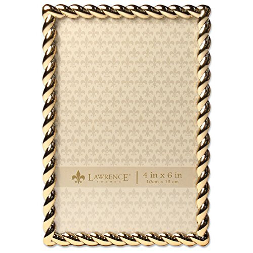 Lawrence Frames Rope Design Metal Frame, 4x6, Gold