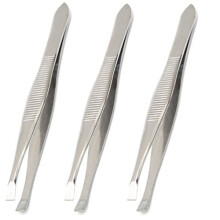 Luxxii (Paquete de 3) Pinzas Planas - Pinzas de Acero Inoxidable para Vello y Cejas