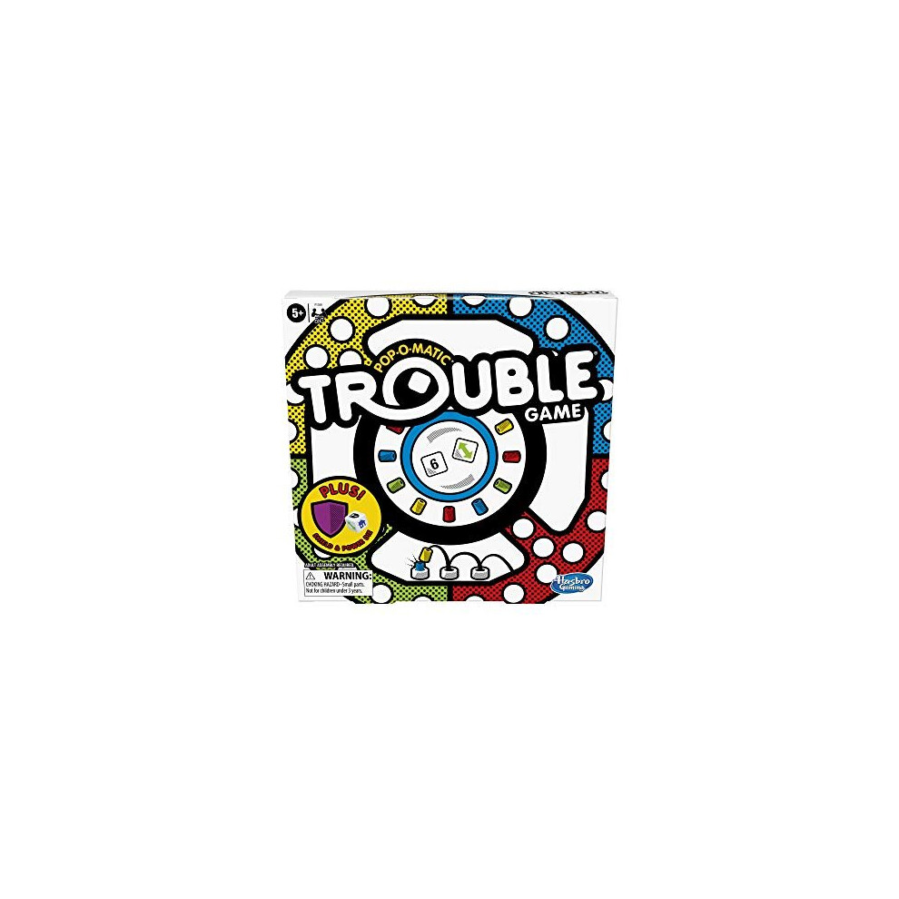 Hasbro Gaming Trouble Board Game Includes Bonus Power Die and Shield, Game for Kids Ages 5 and Up, 2-4 Players (Amazon Exclusive)