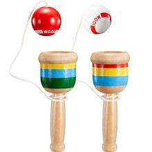 TOODOO 2 Piezas Juego de Jacks con Pelota, Juego de Mini Catch Ball en Madera