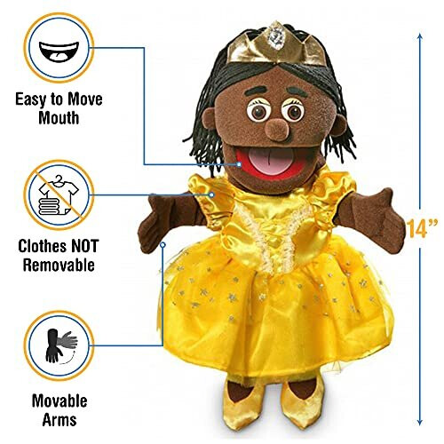14" Princess, Black Girl, Hand Puppet 2