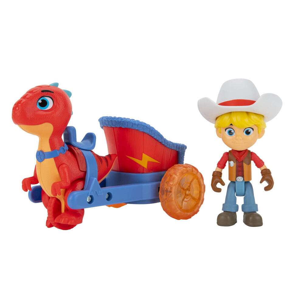 Dino Ranch Jon and Blitz chariot Vehicle - Features Pull Back 5A Dino Blitz chariot & 3A Dino Rancher Jon - Three Styles to collect - Toys for Kids Fe