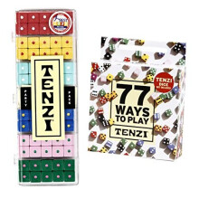 TENZI Party Pack: 6 uppsättningar av 10 färgade tärningar, 77 sätt att spela – snabbt, roligt familjespel med tärningar (färgerna kan variera)