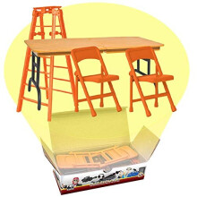 Ensemble de jeu ultime avec ?chelle, table et chaises orange pour figurines de lutte