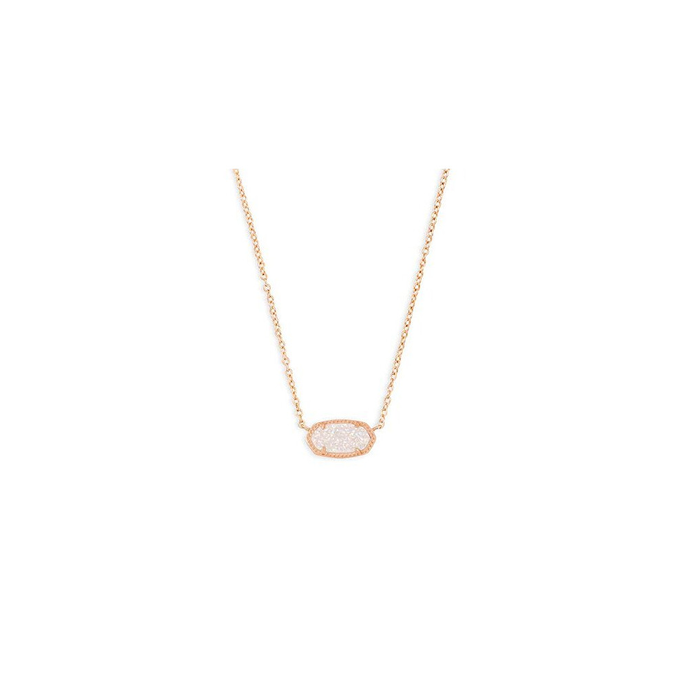 Kendra Scott Elisa Pendant Necklace for Women, Fashion Jewelry, 14k Rose Gold-Plated, Iridescent Drusy