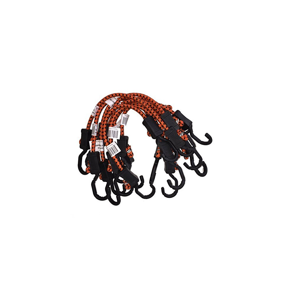 Kotap Mabc-18 All- Purpose Adjustable Bungee Cords With Hooks, 18-Inch, Orange/Black, 10 Count 720434930512