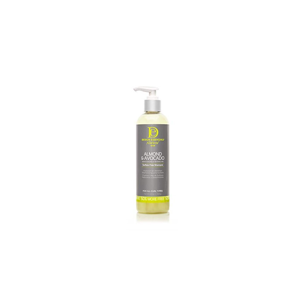 Photos - Hair Product Design Essentials Natural Almond & Avocado Moisturizing & Detangling Sulfate-Free Shampoo, 12 Ounce