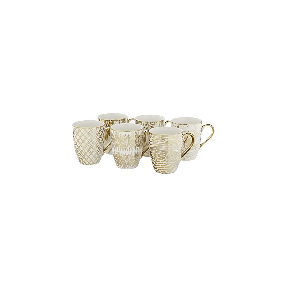 Certified International 26540SET6 Matrix 16 oz. Gold Plated Mugs, Set of 6, 5" x 3.25" x 4.5", Multicolored