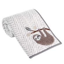 Lambs & Ivy Baby Jungle Grau/Wei Faux Shearling Faultier Babydecke