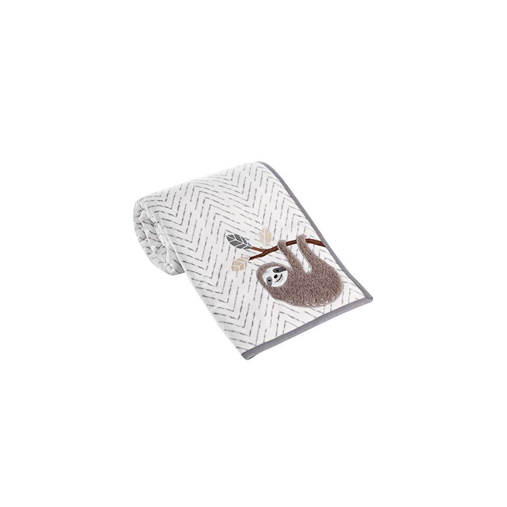 Lambs & Ivy Baby Jungle Graywhite Sherpa Sloth Baby Blanket