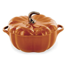 STAUB 0.5-qt Petit Keramik, Ugn & Spis Säker upp till 572F, Pumpa Form, Bak- & Godisdisk, Bränd Orange