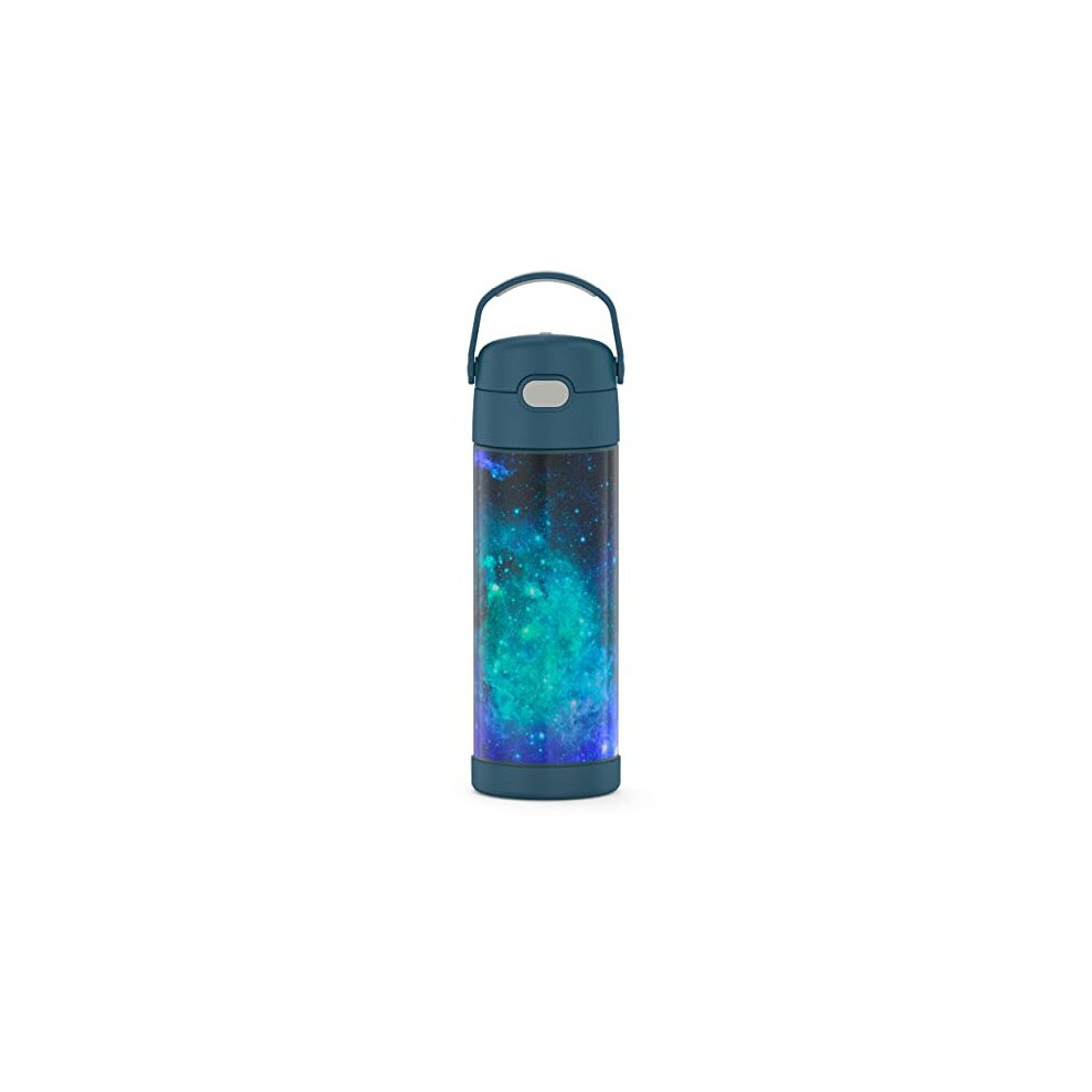 THERMOS FUNTAINER 16 Ounce Stainless Steel Vacuum Insulated Bottle with Wide Spout Lid, galaxy Teal