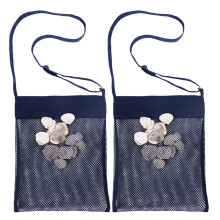 Rimobul Sand Away Beach Treasures Seashell Pocket Mesh Tasker - S?t p? 2 (Large) (Navy Blue)