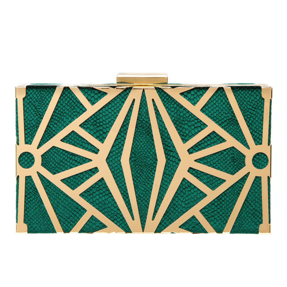 CARIEDO Sac de soir   e    l   gant pour femme, pochette en velours, m   tal, ajour   , pour bal de promo, mariage (vert)