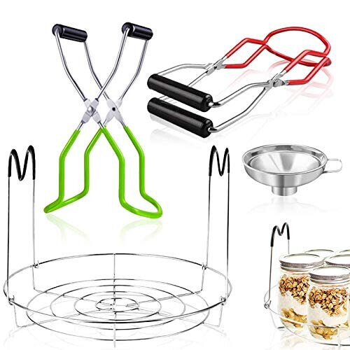 Jar Lifter tongs and canning Rack Set with canning Funnel,Stainless Steel Funnel Kitchen Jar