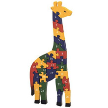 Bits and Pieces Træ-Alfabet-Giraffe Puslespil – Lær ABC'erne og tallene 1-2-3, 40,6 cm høj, 1,9 cm tyk, Giftfri og farverig maling