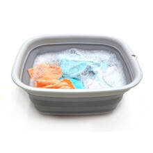 SAMMART Tina plegable de 9,45 L (2,5 galones) - Tina plegable para platos - Lavabo portαtil - Tina de plαstico para ahorrar espacio (Gris M)