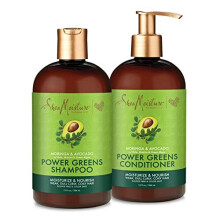 SheaMoisture Power Greens Szampon i odzywka do wlosw kreconych Suche wlosy Moringa Awokado nawilzajace 13 Fl Oz (zestaw 2 szt.)