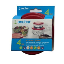 Anchor Hocking Pokrywka wymienna 1 filiżanka / 236 ml zestaw 4 czerwonych okrągłych pokrywek