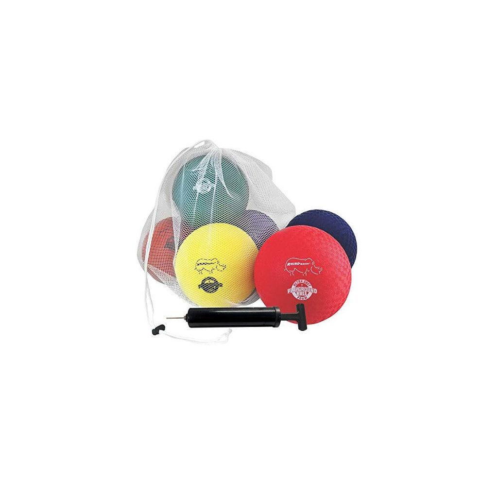 Champion Sports RSPG7SET Playground Ball Set: Six 7 Inch Rhino Skin Soft Inflatable Balls Includes Storage Bag and Pump