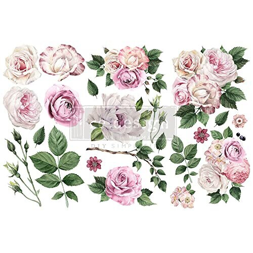 Redesign Decor Transfers - Delicate Roses - 3 Sheets, 6x12