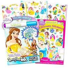 Set de livres Disney Princess Imagine Ink et autocollants (Comprend 2 livres et un marqueur sans débris)
