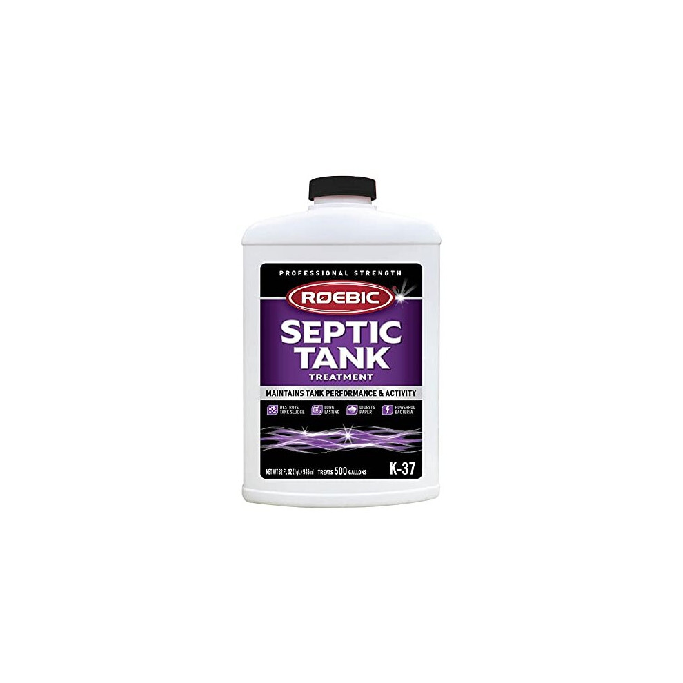 Roebic K-37-Q Septic Tank Treatment Removes Clogs, Environmentally Friendly Bacteria Enzymes Safe for Toilets, Works for 1 Year, 32 Ounces, 32 Fl Oz,