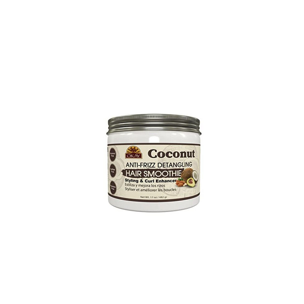 Okay White Coconut Anti Frizz Detangling Hair Smoothie 17 Ounce, 17 Ounce