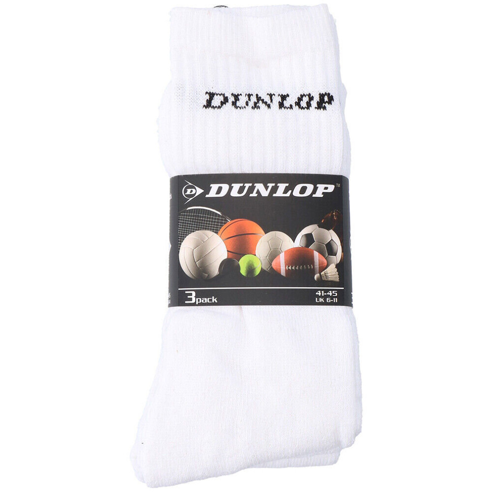 (White) 3 Pairs Dunlop Work Socks Thermo socks Tennis Sports Gym Exercise Travel Casual