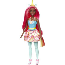 Muñeca Barbie Dreamtopia Unicornio con Pelo Rosa y Amarillo, Falda Removible y Accesorios