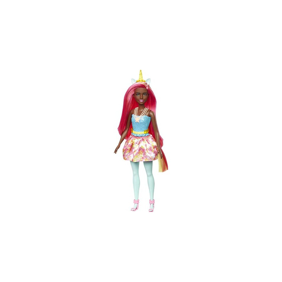 Barbie Dreamtopia Unicorn Doll (Pink & Yellow Hair), With Skirt, Removable Unicorn Tail & Headband, Toy For Kids Ages 3 Years Old And Up