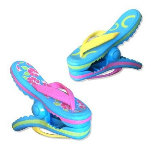 O2COOL Bocaclips - Handduksklipp för Strandstolar, Terrass och Pool - (Flip Flop) 2-pack