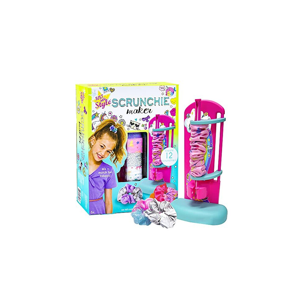 Just My Style D.I.Y. Scrunchie Maker by Horizon Group USA, Design Your Own Colorful Satin Scrunchies Hair Bands, Easy-to-Use Tool & Gemstones Included
