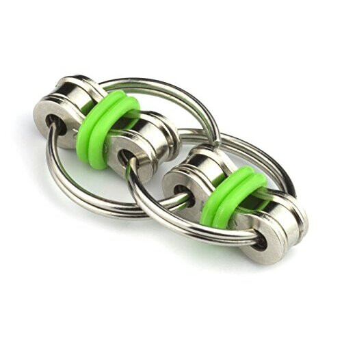 Chain Fidget Spinner ADHD Focus Tools Flippy Chain Fidget Toy - Silent Stress Reducer For ADHD, Anxiety & Autism - Bike Chain Fidget (Black 2-Pack) Handcrafted Fidget For Adults And Kids Acupressure Rings