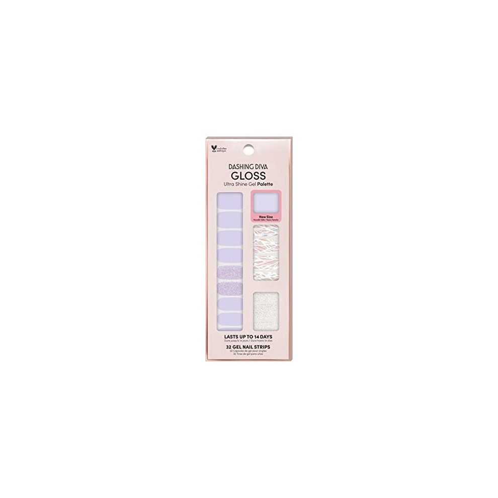 Dashing Diva Gloss Nail Strips - Gleam Queen Uv Free, Chip Resistant, Long Lasting Gel Nail Stickers Contains 32 Nail Wraps, 1 Prep Pad, 1 Nail File
