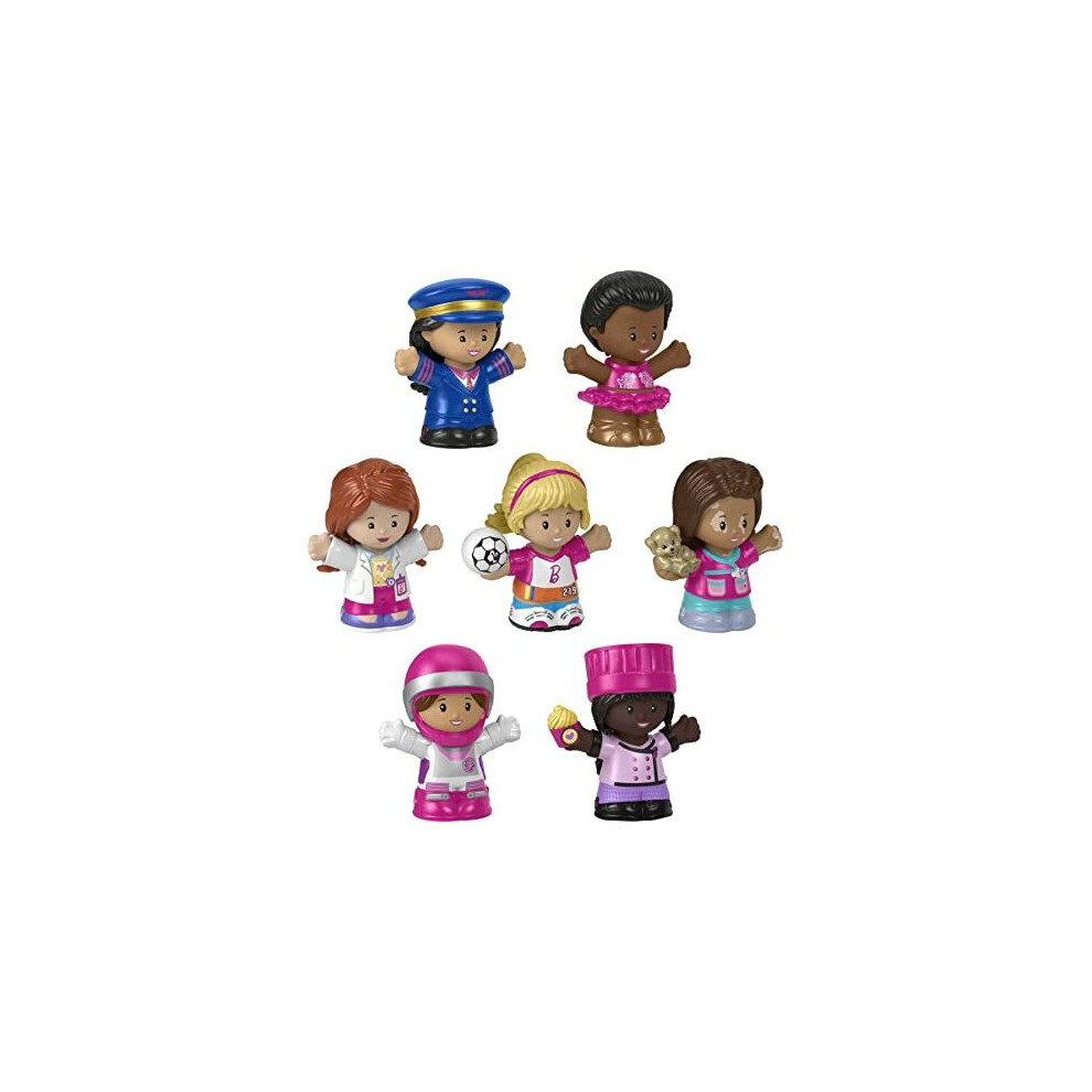 Barbie You can Be Anything Figure Pack by Fisher-Price Little People, gift set of 7 figures for toddler and preschool pretend play