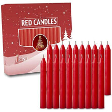 20pcs candles for christmas Tree - Angel chime Decorations - christmas Pyramids carousel - 4 inch X 12 inch Diameter - 15 Hour Burn Time-RED