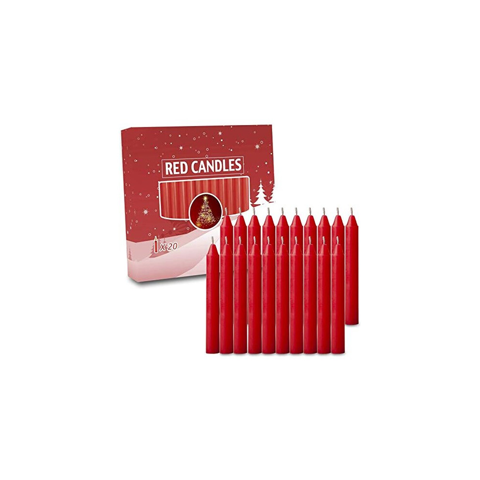 20pcs candles for christmas Tree - Angel chime Decorations - christmas Pyramids carousel - 4 inch X 12 inch Diameter - 15 Hour Burn Time-RED