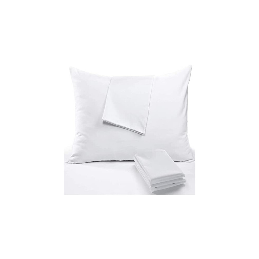 Niagara 4 Pack Pillow Protectors Queen Zippered 20x30 Inches Set White Super Soft Brushed Microfiber cases covers Reduces Respiratory