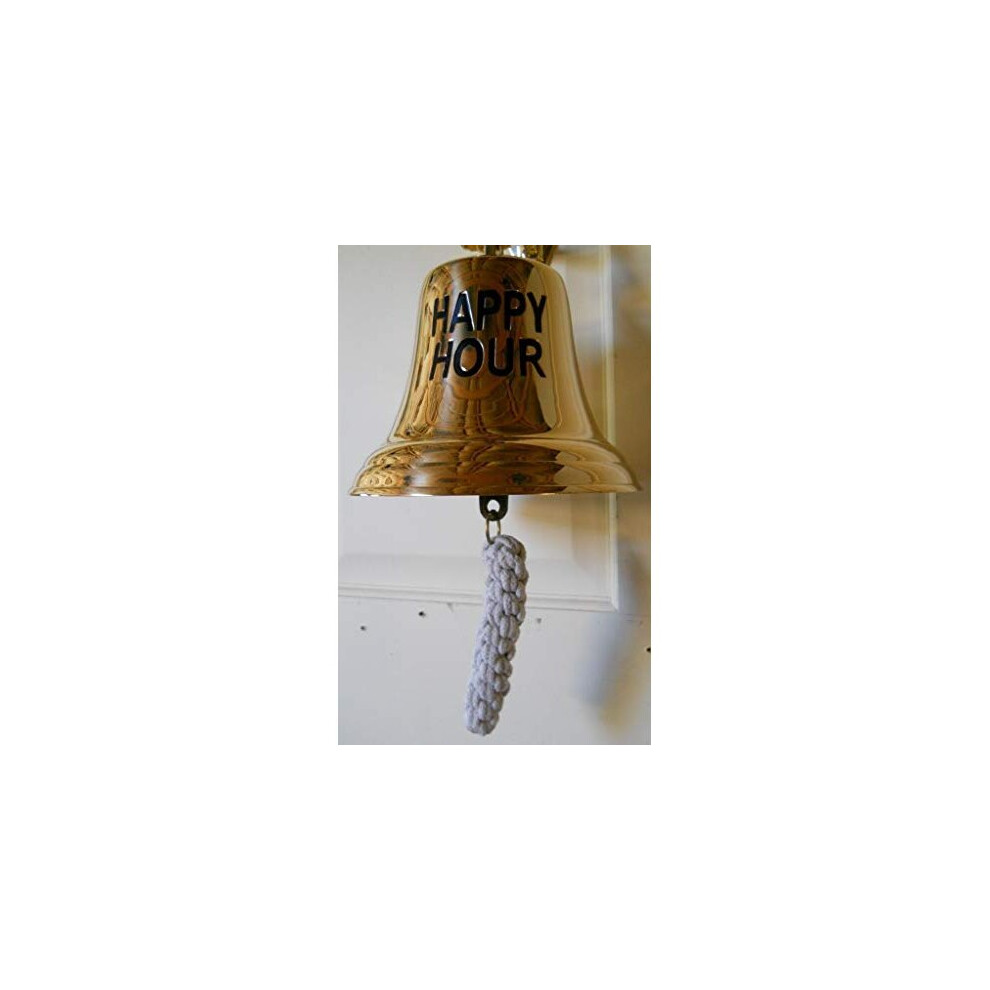 Large Solid Brass HAPPY HOUR Bartenders Bell