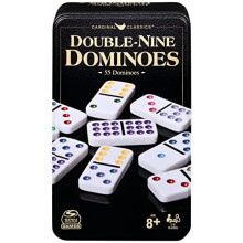 Spin Master Games, Cardinal Classics Dubbel Nio Dominoer Set i Förvaringsburk, Spel för Barn och Vuxna 8+