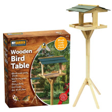 Traditional Wooden Bird Table Green roofed Free Standing Bird Feeding Station