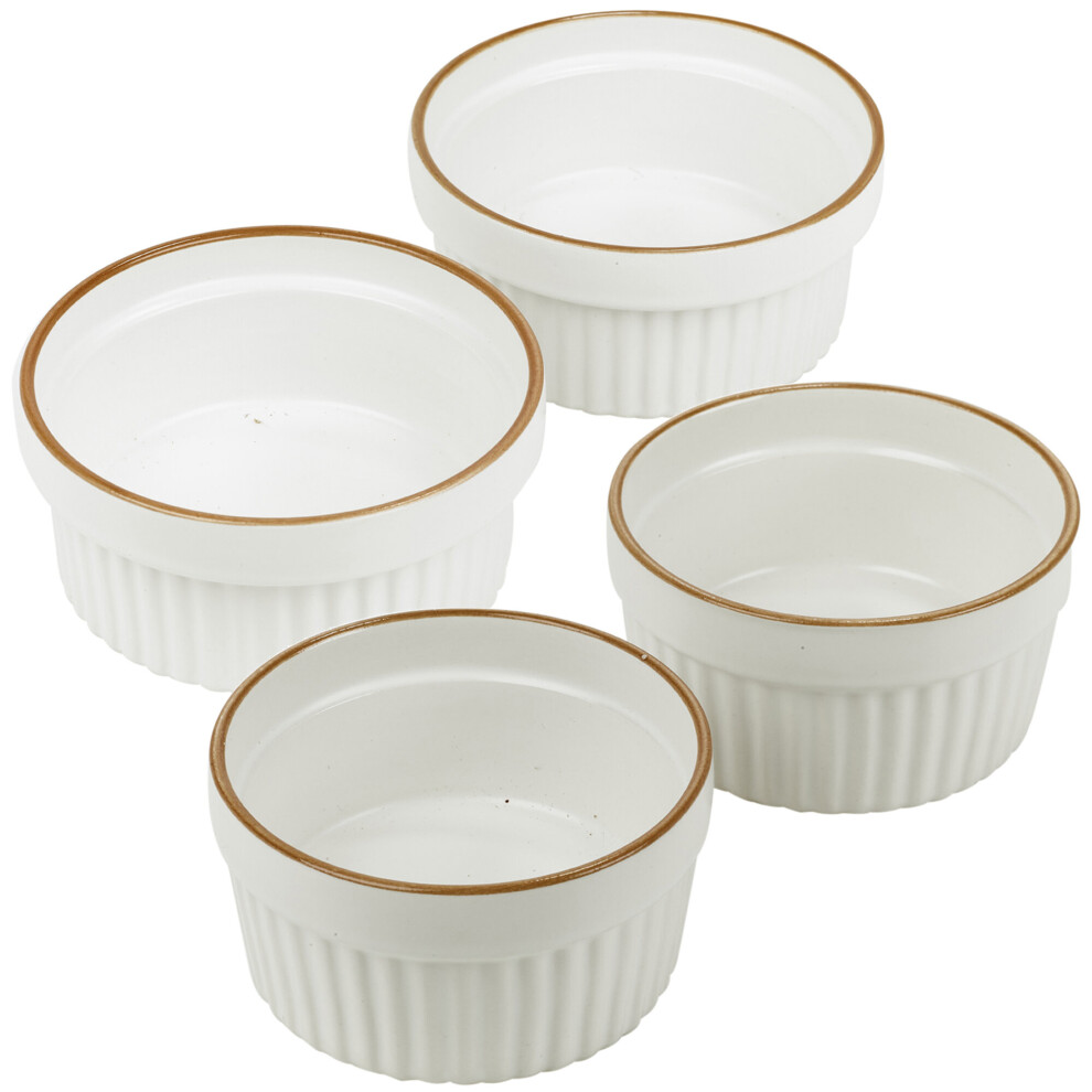 (290ml, 4) 2 Pcs Oven Safe Stoneware Ramekin Casserole Dishes