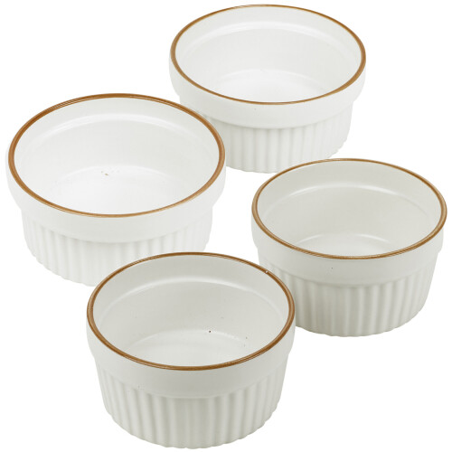 URBN-CHEF (200ml, 4) 2 Pcs Oven Safe Stoneware Ramekin Casserole Dishes