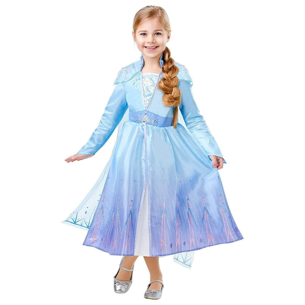 (Large (Age 7-8)) Child Deluxe Elsa Dress Girls Costume - Frozen 2