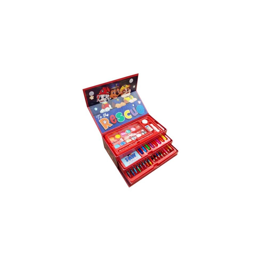 Paw Patrol 52Pcs Colouring Tool Box Case Art Craft Set Stationery Boys Blue
