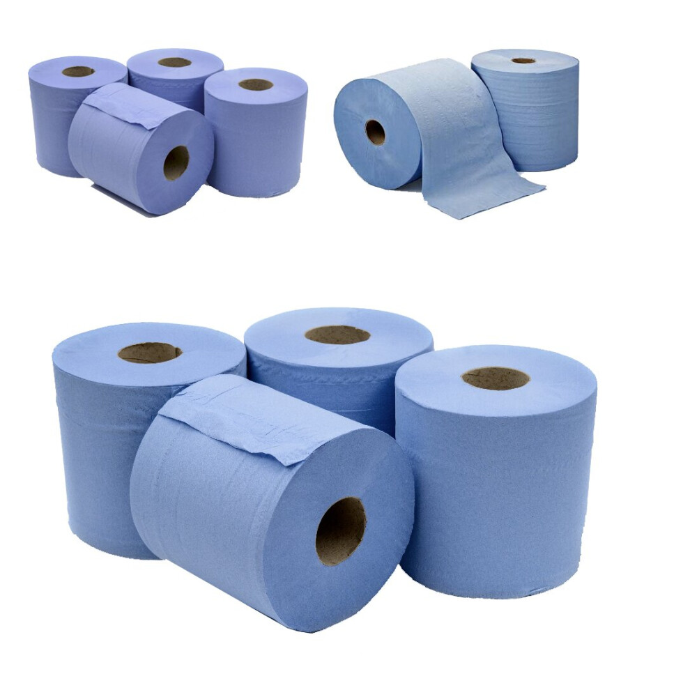 Vivo 6 X Jumbo Workshop Hand Towels Rolls 2 Ply Centre Feed Wipes Embossed Tissue