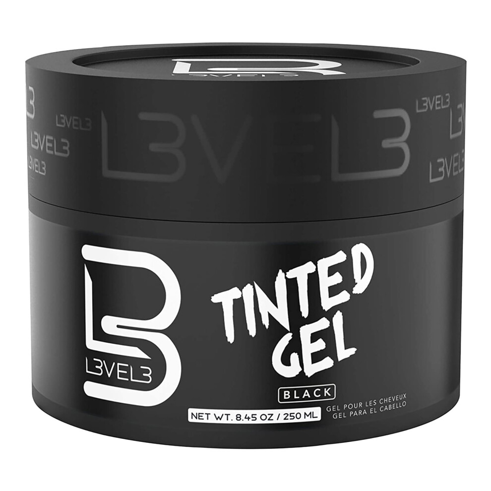 L3VEL3 Tinted Gel - Provides Instant Coverage for Gray Hair - Adds Volume, Texture and Shine  - Intensifies Color -Rinses out Easily - Black - 250 ml