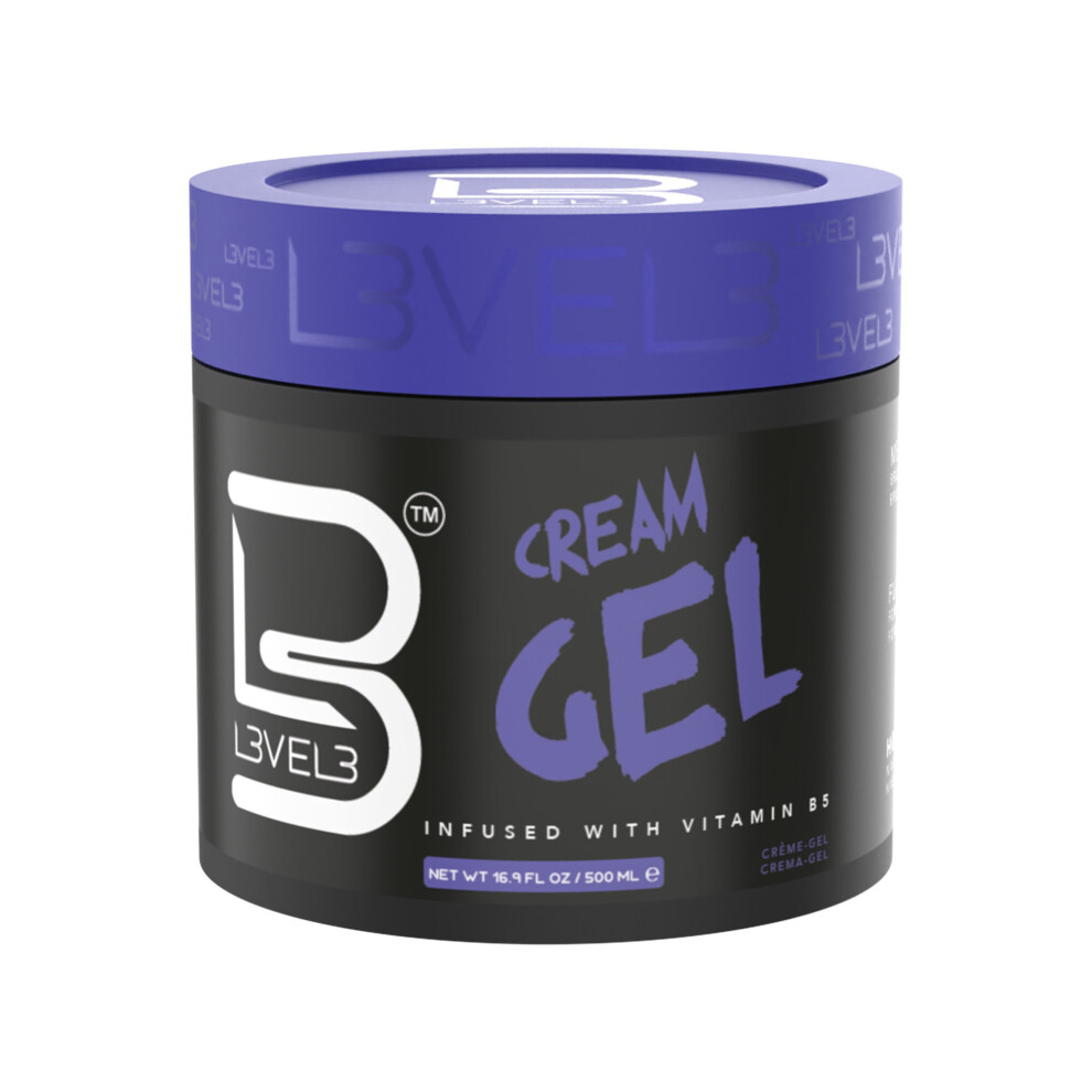 L3VEL3 Cream Hair Gel - Delivers Medium Hold and Volume - - Enriched with Vitamin B -  Rinses out Easily - 500 ml