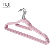 (Baby Pink) Coat Clothes Hangers Velvet Flocked Non Slip Curved Trousers Dresses Slim 10PK